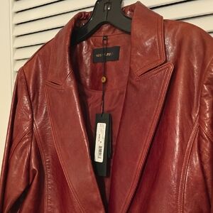 Kobi Halperin Women's Dark Red Cropped Leather Jacket Sz. XL